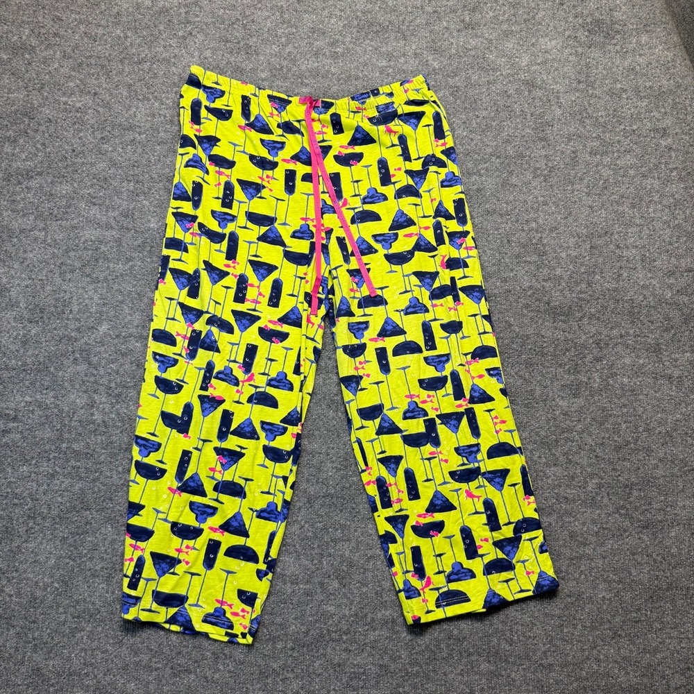HUE Sipping with‎ Fishes Pajama Bottoms Size L Capri Pants Lounge Drawstring